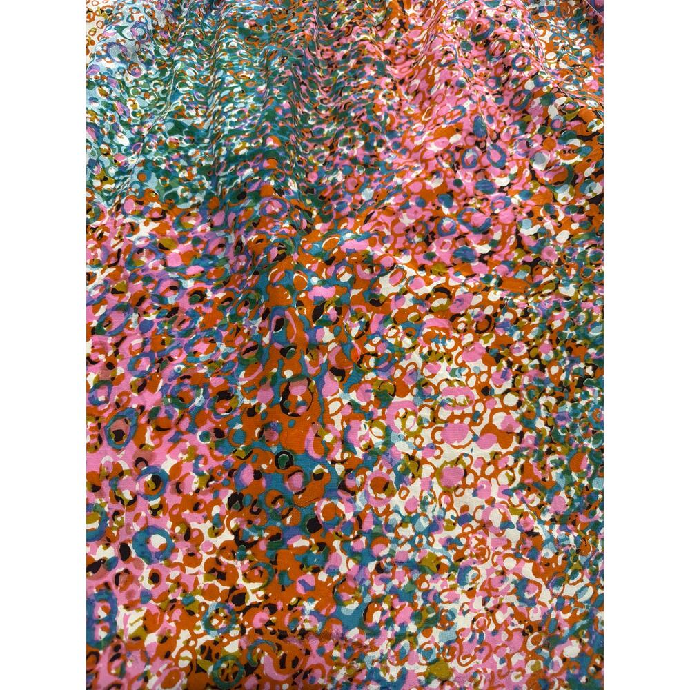 Anthropologie Size L Maeve Confetti Whirl Dress smocked bodice ruffle 100% silk. - Picture 3 of 9
